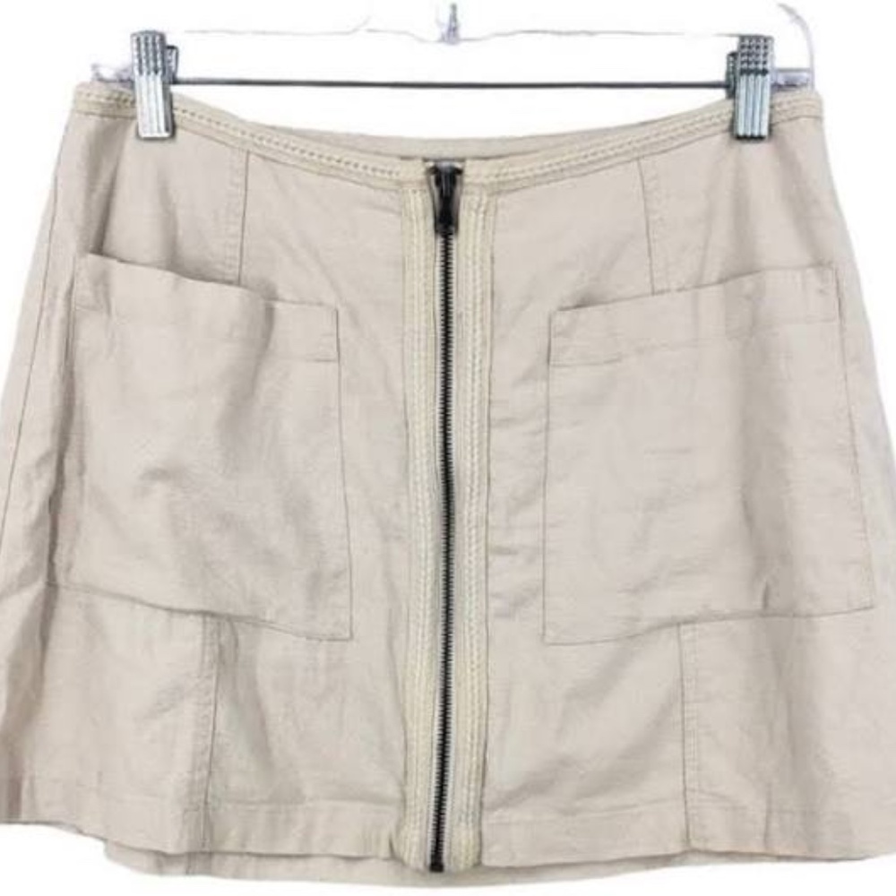Urban Outfitters Mini Skirt Women's Medium Beige Cargo Zip Front